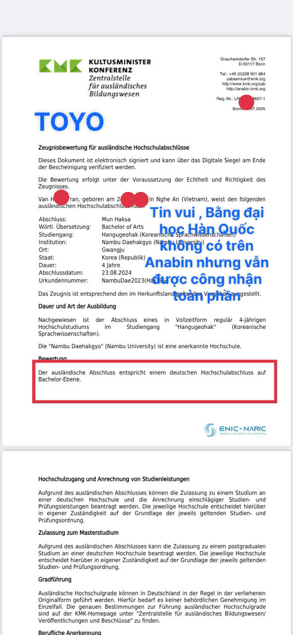 Bằng Đại Học Hàn Quốc Mở Lối Đến Đức